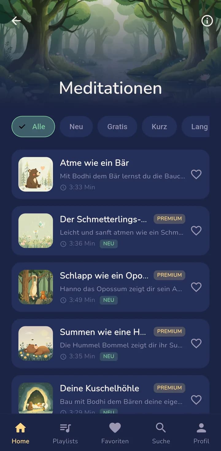 Nimola-App: Meditationen wie Atme wie ein Bär